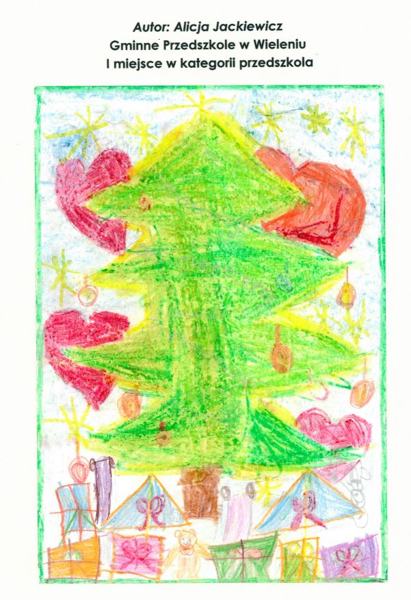Kartka bożonarodzeniowa z leśnym motywem.